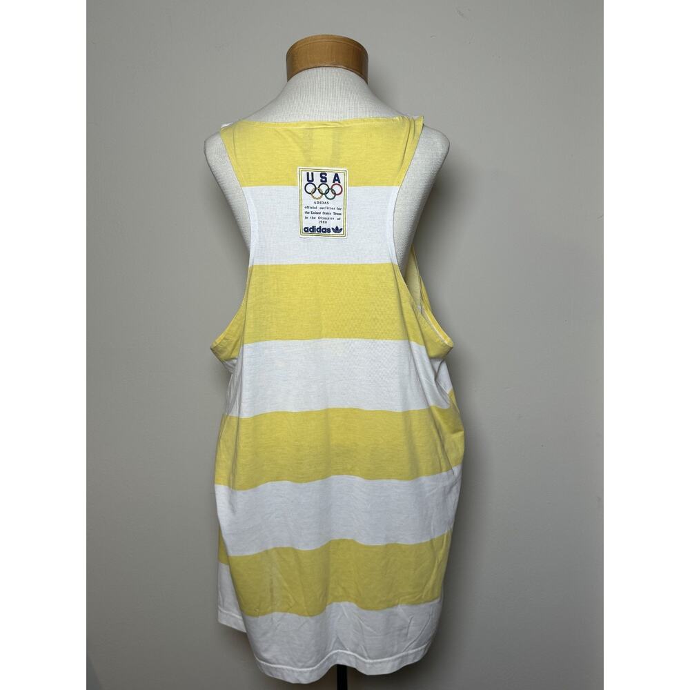 RARE Vintage 80s Adidas USA Olympics Tank Top XL 1988 Official Striped Yellow